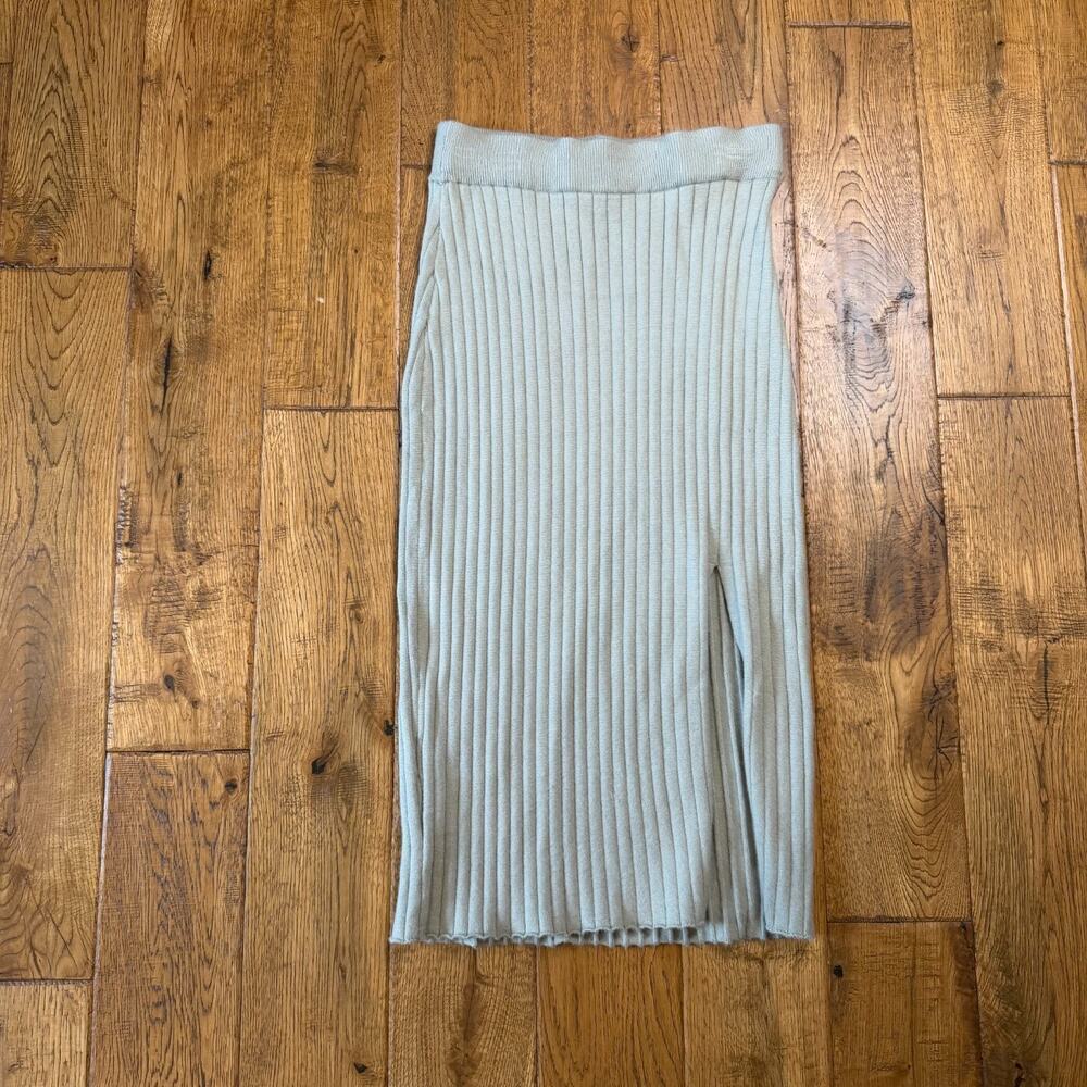 Abercrombie & Fitch Women’s Ribbed Sweater Midi Skirt Slit Sage Green S